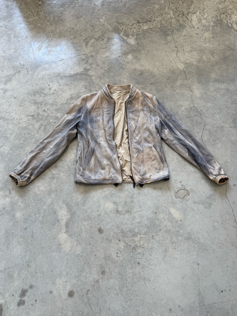 Men’s Leather Bomber Jacket in Faded Taupe
